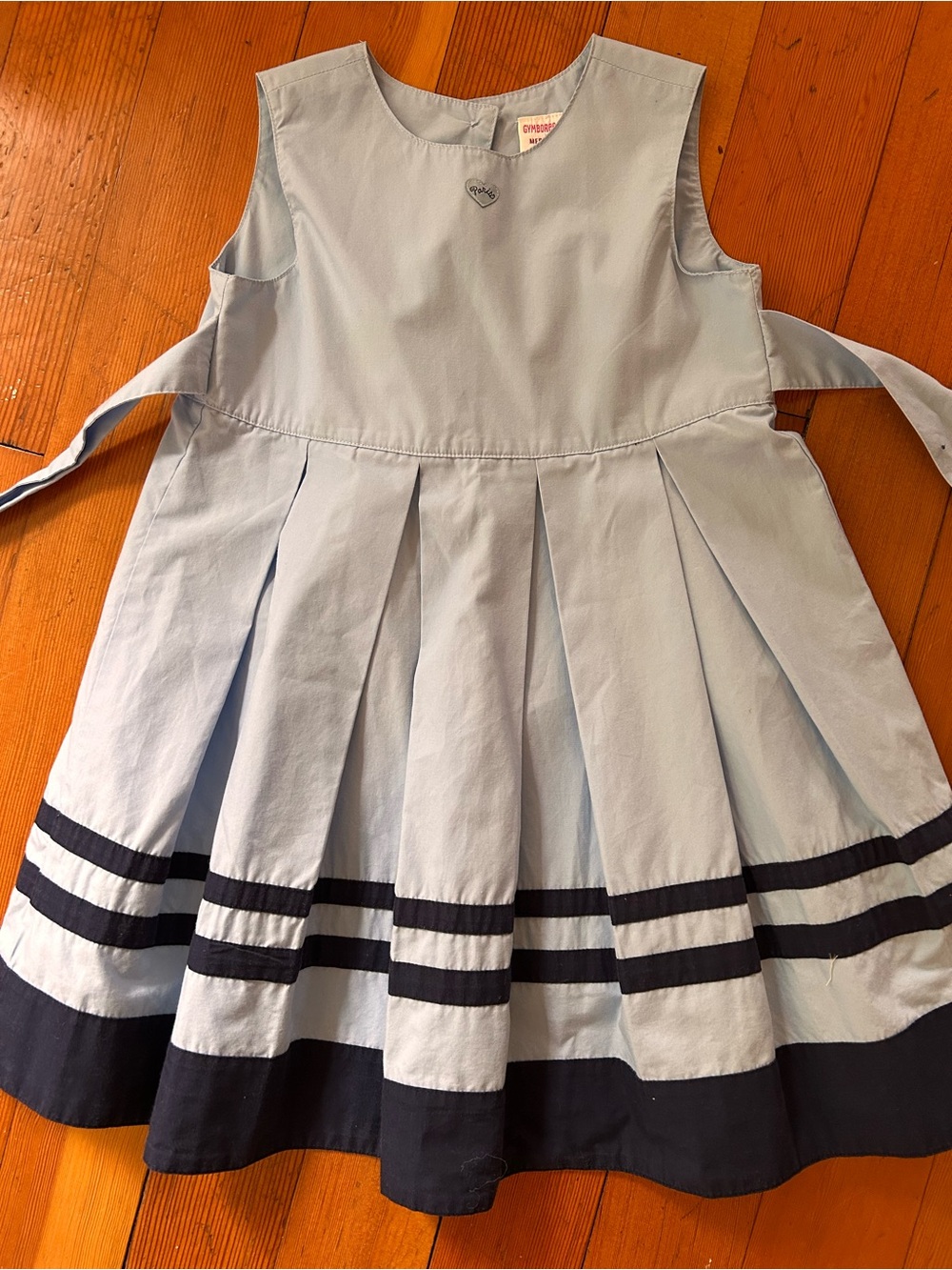 Gymboree Light Blue Dress with Navy Stripes